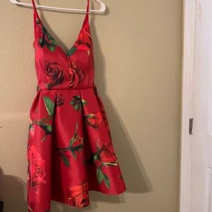 Red Windsor Dress With Roses